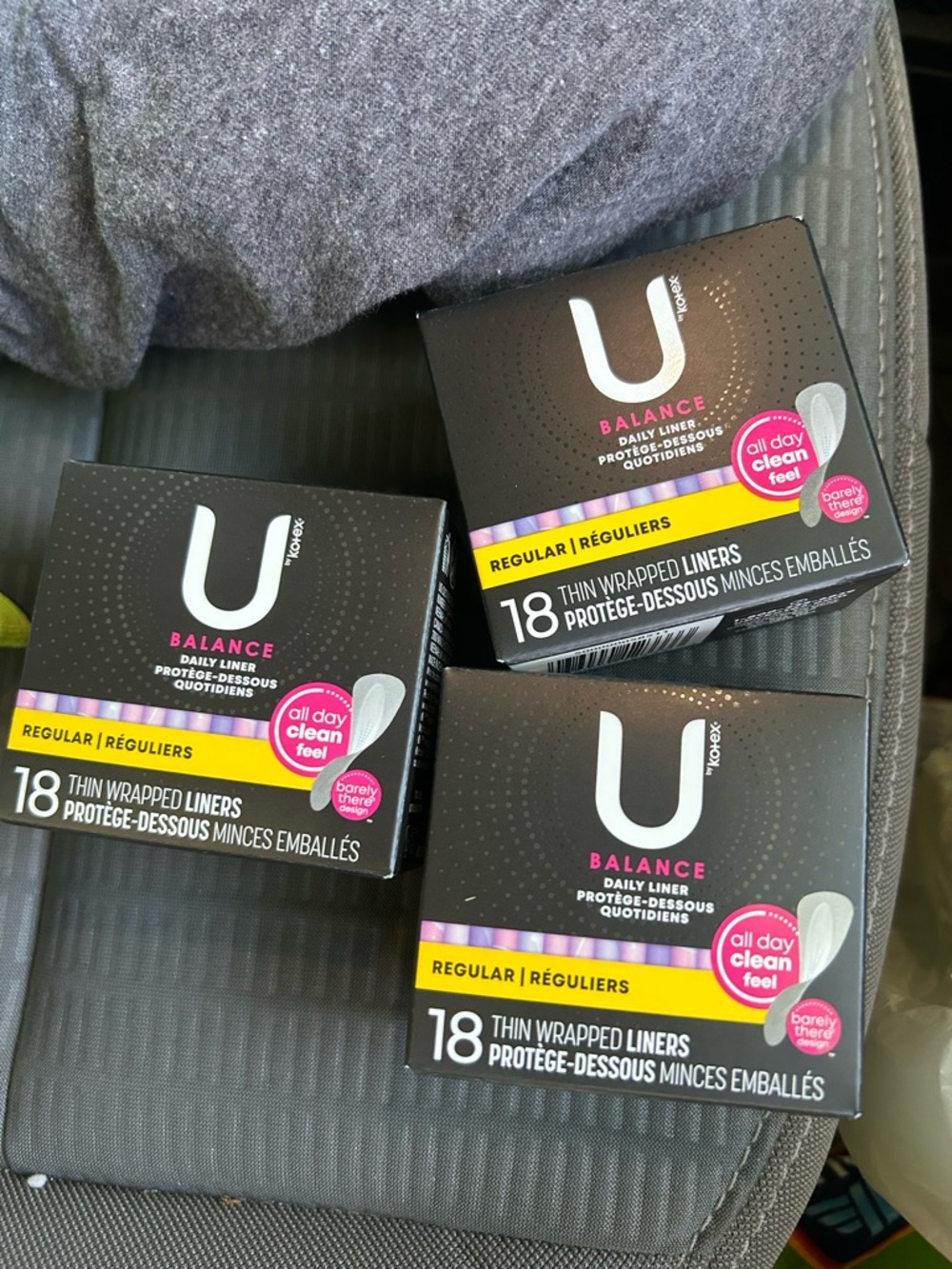 NEW u by Kotex Balance Thin Wrapped Liners - Black/Pink/Yellow (3 Boxes)